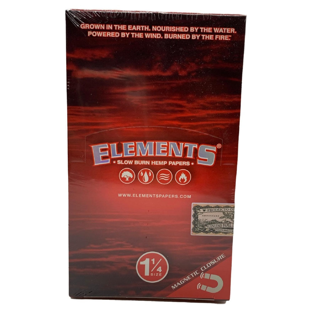 ELEMENT 1 1/4 HEMP ROLLING PAPER MAGNET PCK RED BX