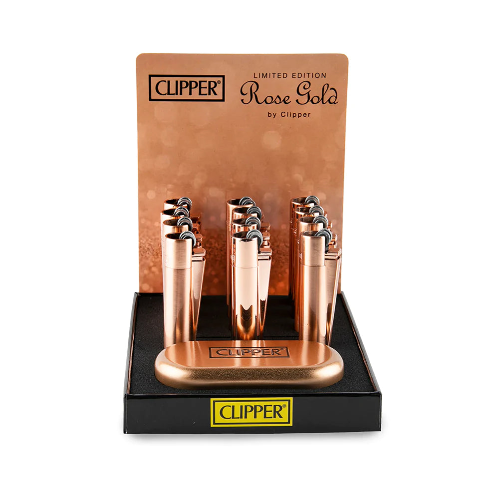 CLIPPER METAL LIGHTERS ROSE GOLD - 12CT DISPLAY