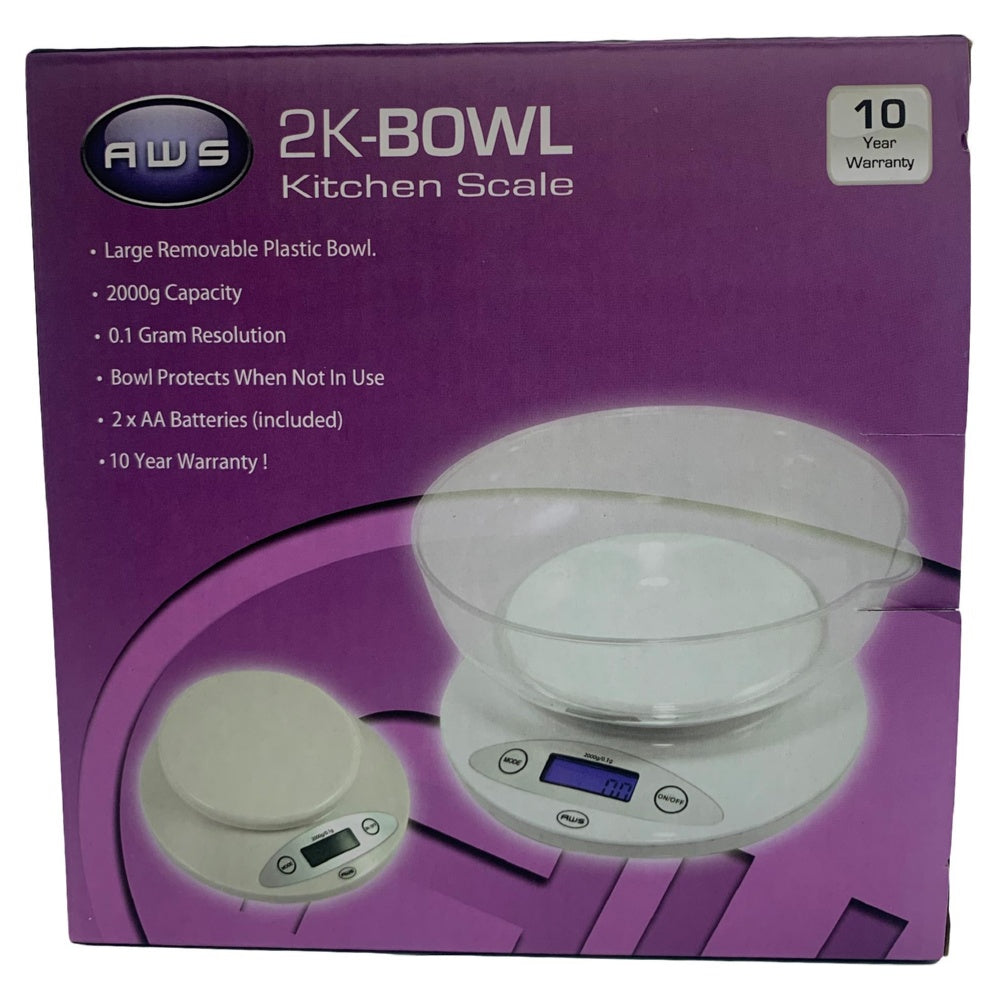 AWS 2K-BOWL SCALE - 2000G x 0.1G - WHITE
