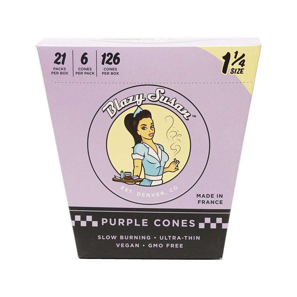 BLAZY SUSAN  PURPLE 1 1/4" CONES - 21CT BOX