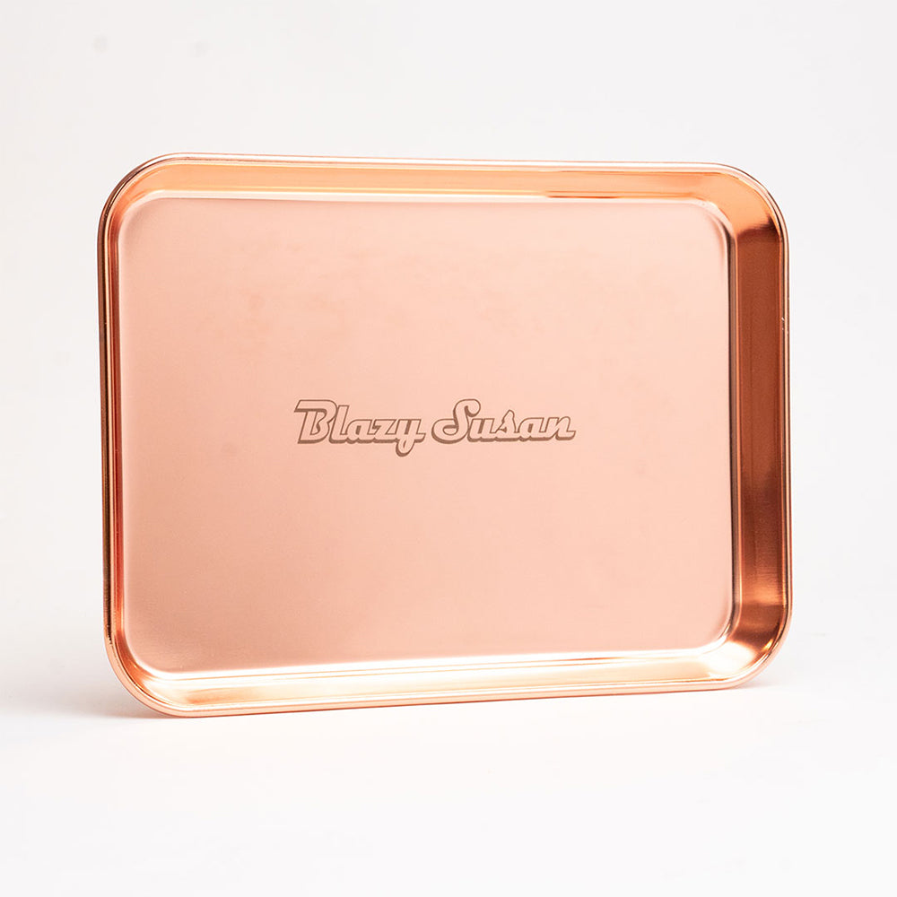 BLAZY SUSAN METAL ROLLING TRAY - ROSE GOLD