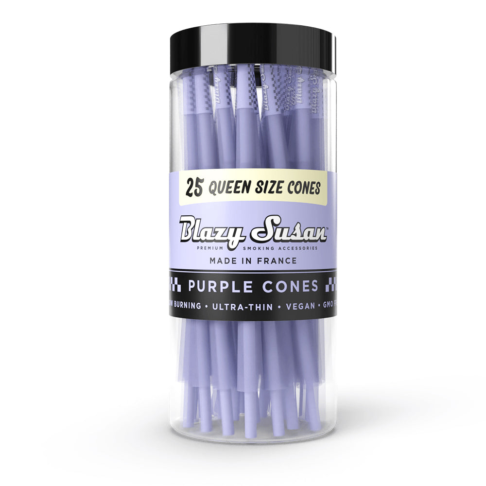 BLAZY SUSAN PURPLE QUEEN SIZE CONES 25CT JAR