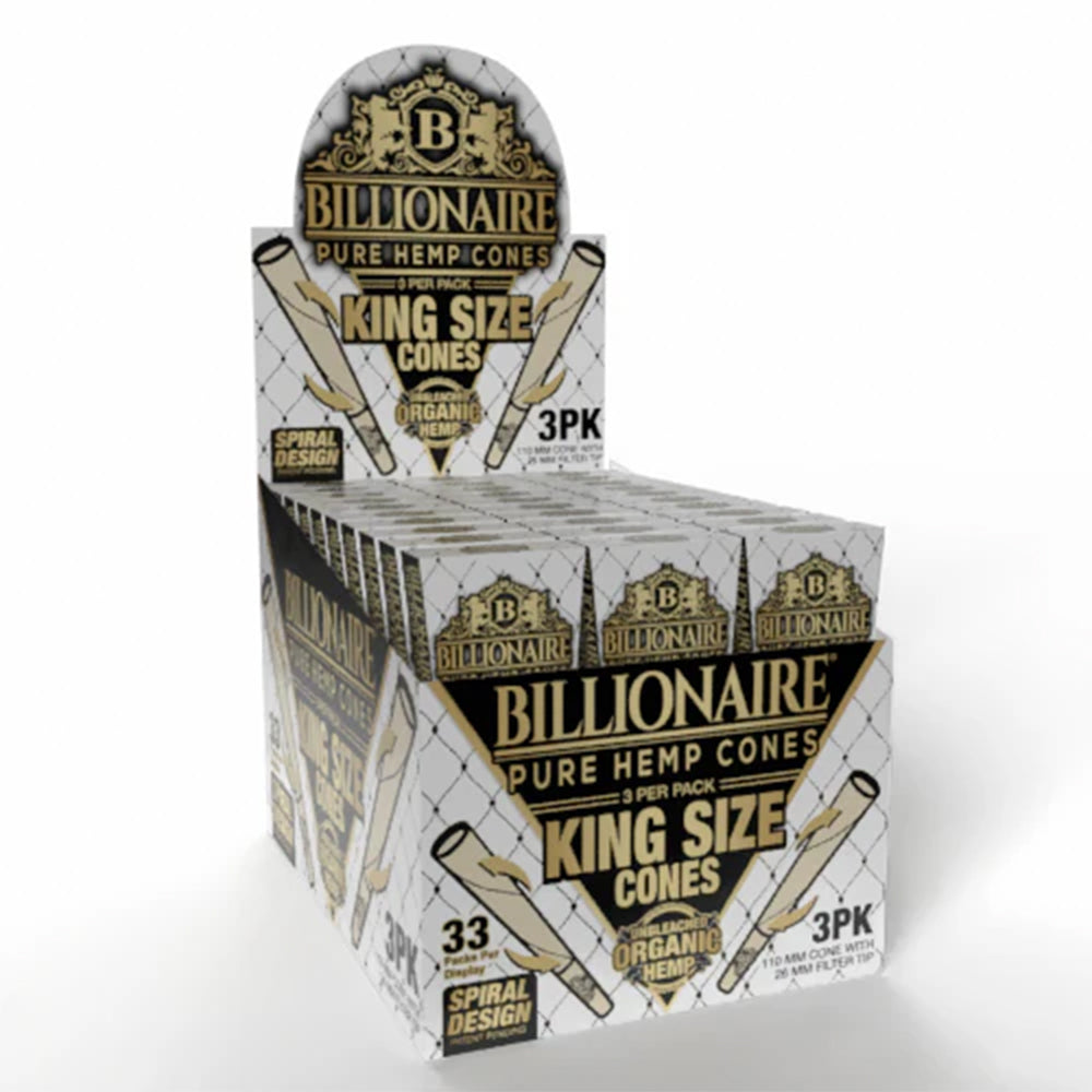BILLIONAIRE KING SIZE UNBLEACHED CONES - 33CT