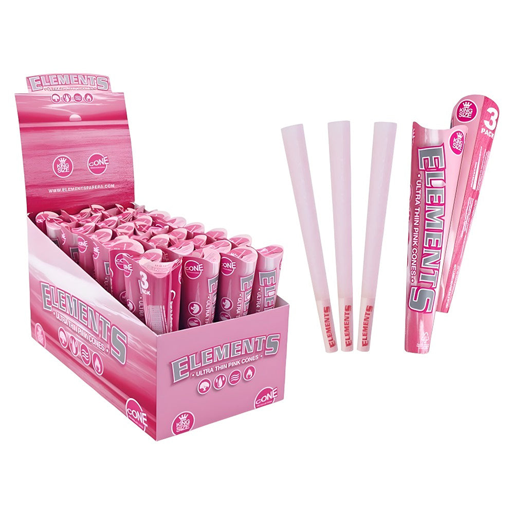 ELEMENT KING SIZE PINK 3PK CONE 32CT