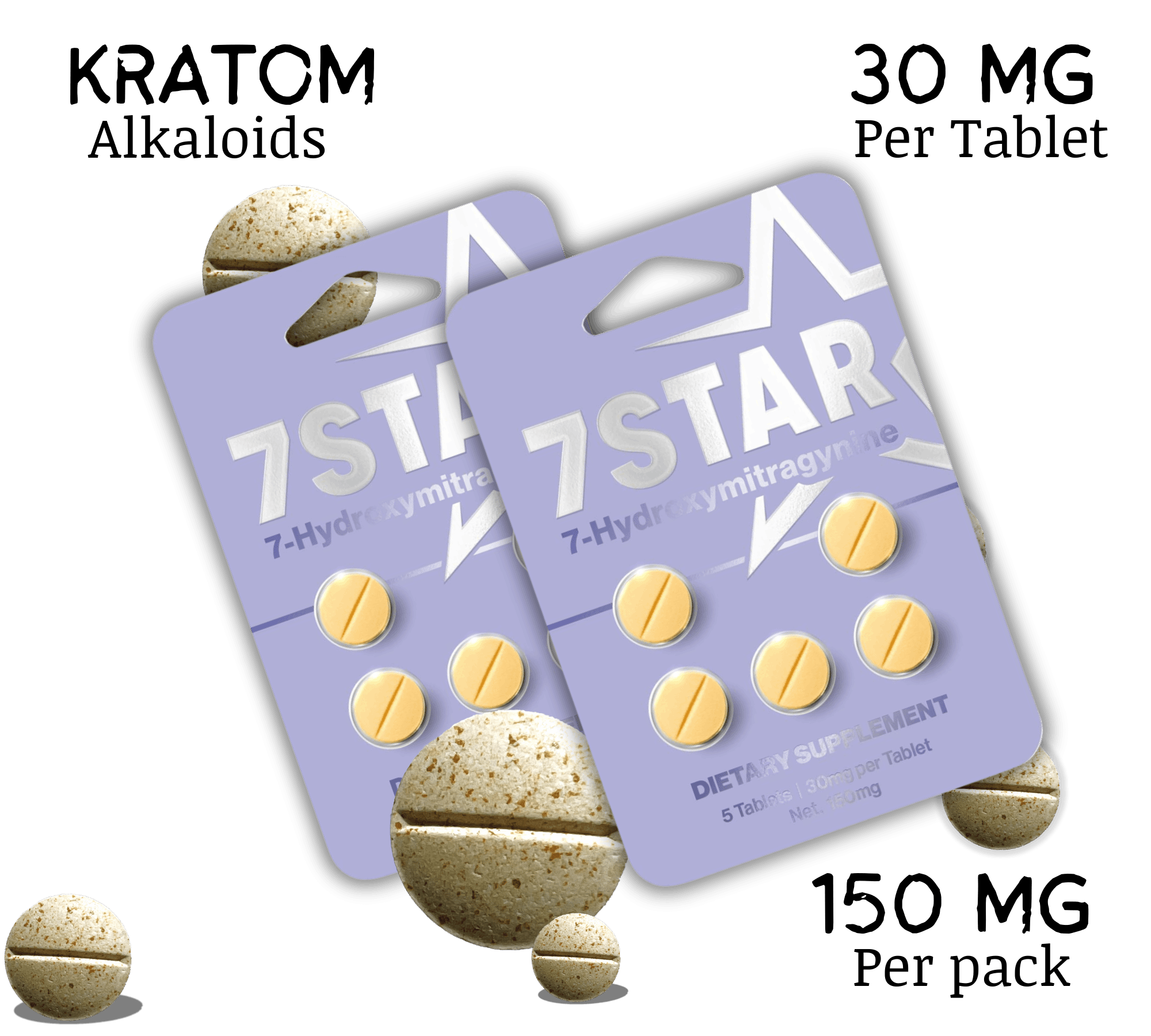 7 Star 7-Hydroxymitragynine Extract Tablets | 5 Count | 150mg (30mg Each) | Pack of 12