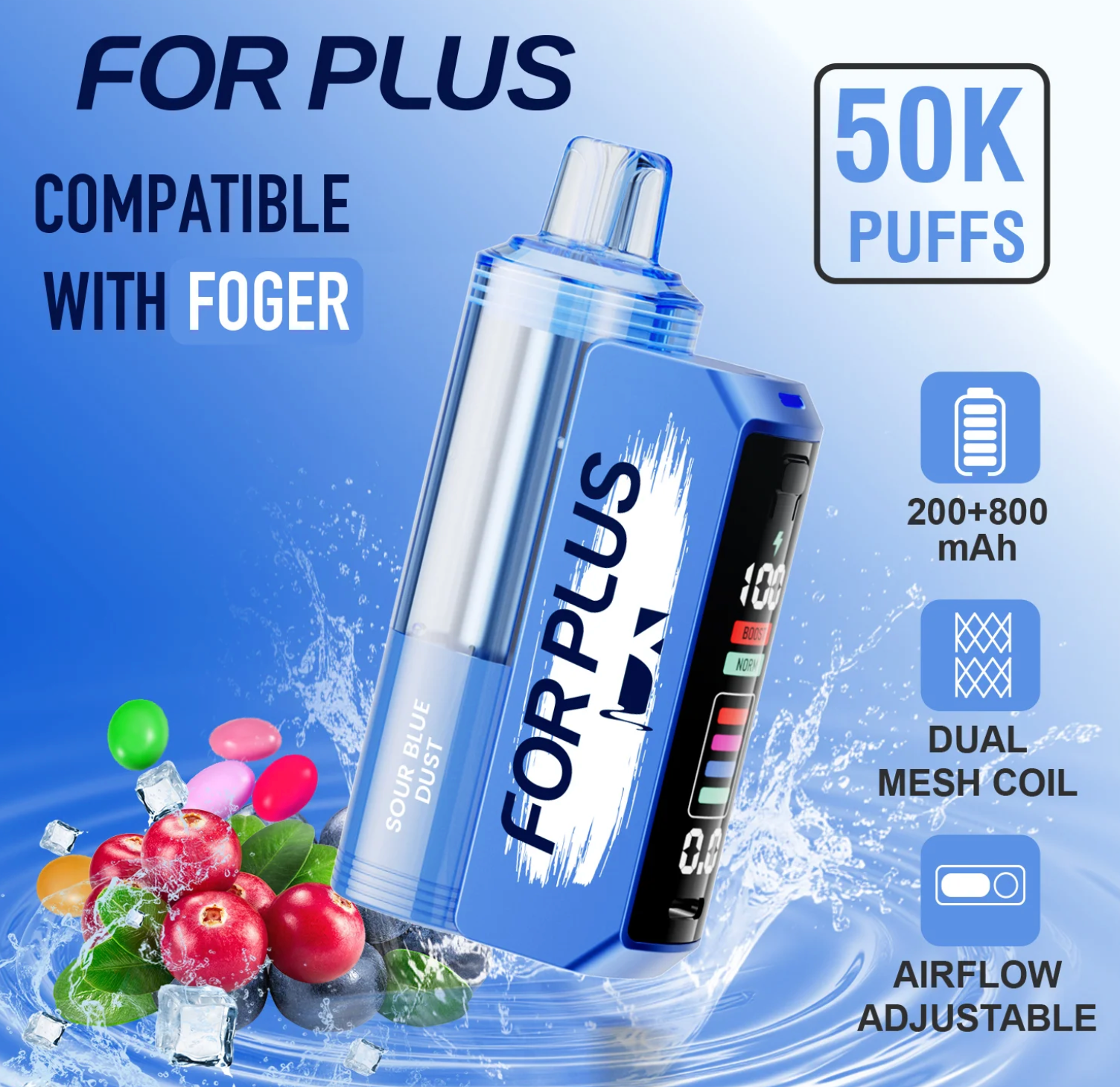 For Plus Kit 50,000 Puffs Disposable Vapes | Pack of 05 | Made in USA | SB-2024 (Texas Compliant)