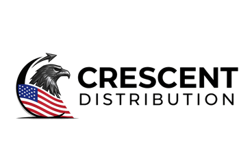 Logo of Crescent Distribution with an eagle and American flag on a white background